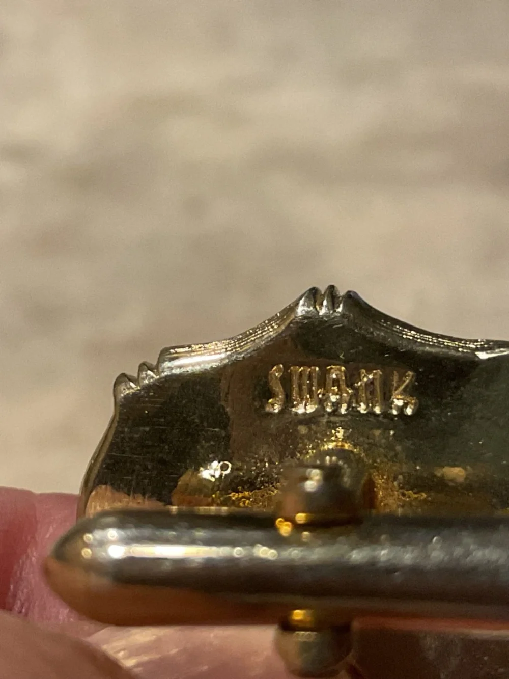 Swank Cuff links Tie Bar set Vintage Goldtone Brown stone